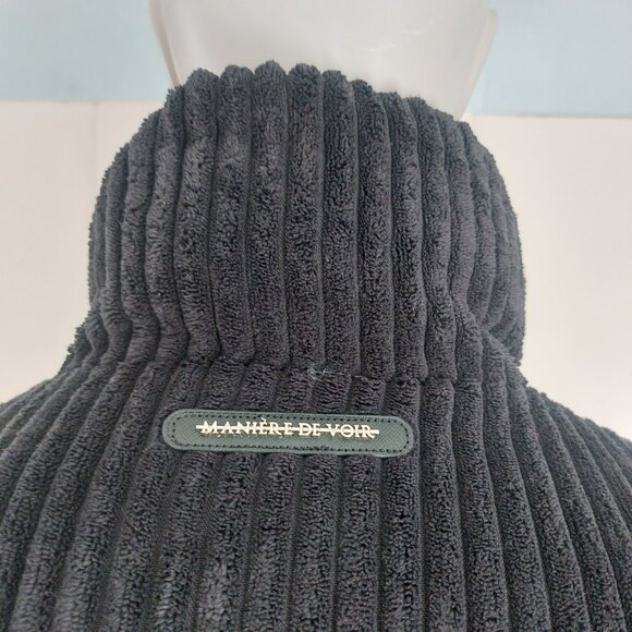 Manière De Voir Velvet Cropped Puffer Jacket Size 2 Black Luxe Parisian Chic EUC - Picture 7 of 13